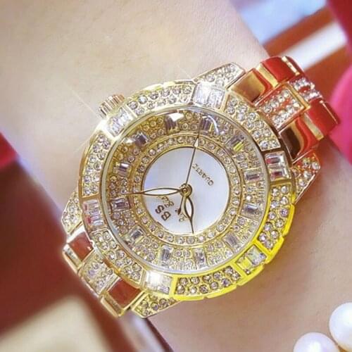 SERYNOW Best Watches for Women Crystal Quartz Watch Gold Stainless Steel Rhinestone Ladies Wrist Watches Relogio Feminino