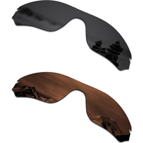 SmartVLT 2 Pieces Polarized Sunglasses Replacement Lenses for Oakley Radar Edge Stealth Black and Amber Brown