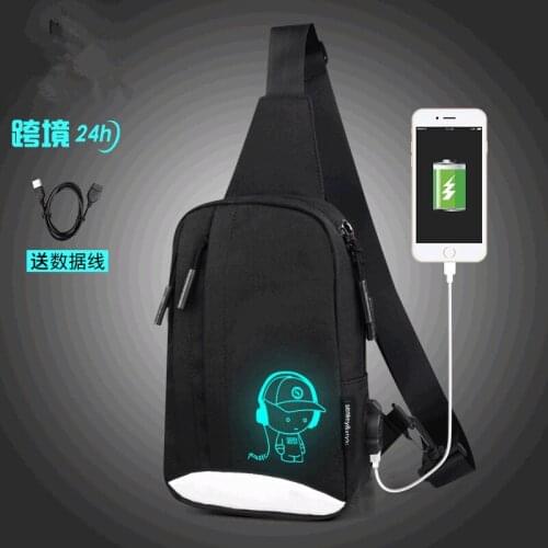 Fashion Teenager Crossbody Bag USB Charging Chest Pack Music Starry Luminous Single Shoulder School Summer Short Messenger Bags
