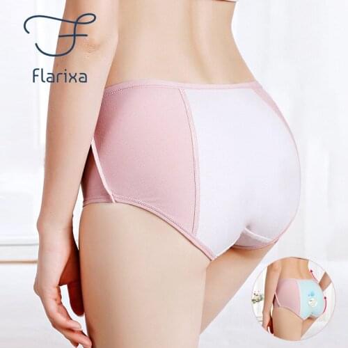 Flarixa 3Pcs Large Size Leak Proof Menstrual Panties Womens Physiological Briefs Seamless PureCotton Period Absorbent Underwear