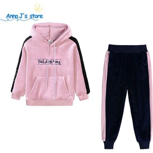 Spring Autumn Children Toddler Baby Boys Girl Clothes Hoodies Pants 2Pcs/set Outfit velvet Kids Casual Clothing Tracksuits TZ672