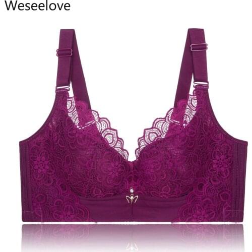 Weseelove Sexy Women Lace Bralette Tops Corset Top Big Breasts Sexy Extra Full Push Up Bra Plus Size Large Cup Lace Bras X45-1