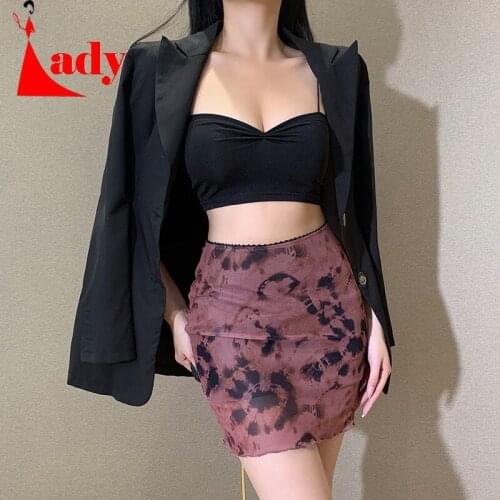 Pastel Goth High Waist Tie Dye Mesh Mini Skirts 2000s Aesthetics Ruffles A-line Skirts Y2K Vintage Outfits Double Layer