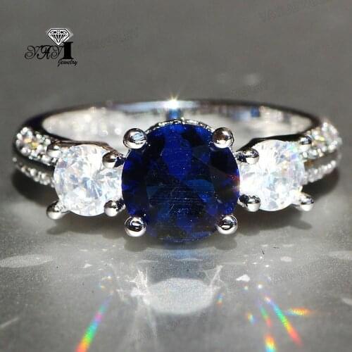 YaYI Jewelry Princess Cut 5.2 CT Blue Zircon Silver Color Engagement Rings wedding Heart Rings Girls Party Rings Gifts 836