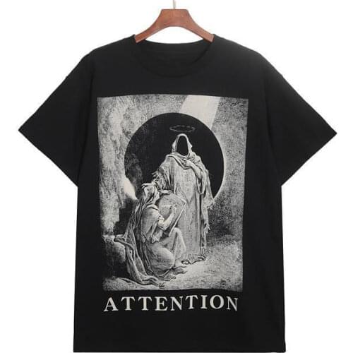 2021 large size womens pure cotton retro High Street printing loose couple short sleeve womens T-shirt