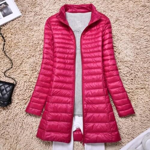 2018 Autumn Plus Size 4XL Long Women Down Jackets Stand Slim Ultra Light White Duck Down Coat Parka Thin Puffer Jacket