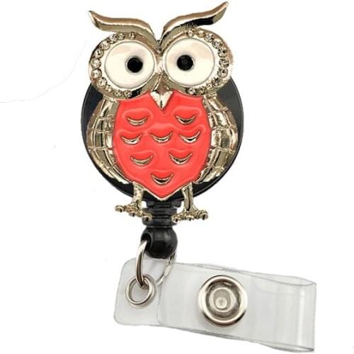 20pcs Lovely Nurse Badge Holder Pink Owl Bird Retractable Medical Badges Reel Holder Animal Plastic Name Card Clip
