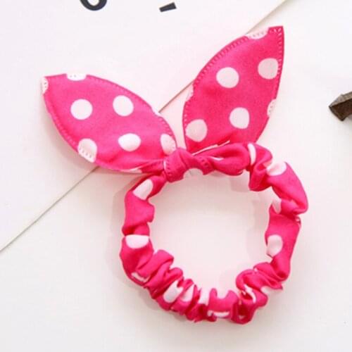 2019 hot Cute Funny bunny sections of flower ears of rabbit dot headwear rope for women girl baby Mixed random colors wholesale