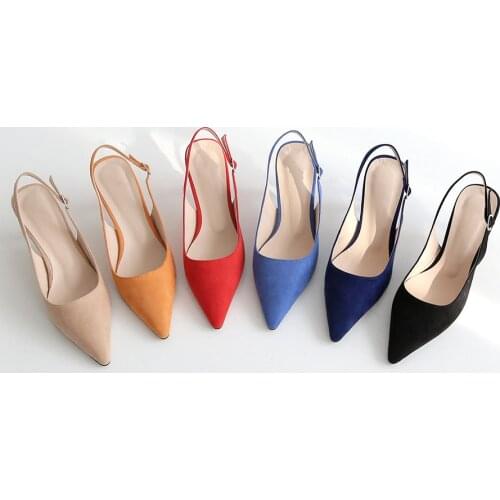 2021 Fashion Suede Solid Color Black And White High Heels Pointed Toe All-match Stiletto Party Office Ladies Single Shoes