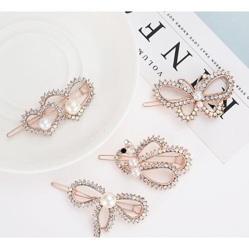 3 Pcs Pearl Hair Clip Snap Hair Barrette Stick Imitation Pearl Hairpin Accessories Barrette Butterfly Hair Clips for Women