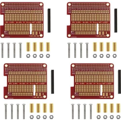 4Pcs GPIO Breakout DIY Breadboard PCB Shield Red Expansion Board Kit Compatible for Raspberry Pi 4 3 2 B+ A