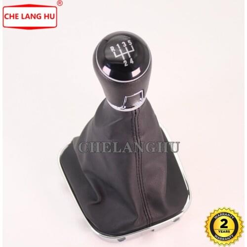 5 Speed Gear Stick shift knob Level leather Boot For VW Polo 6R Hatchback 2009 2010 2011 2012 2013 Car-styling