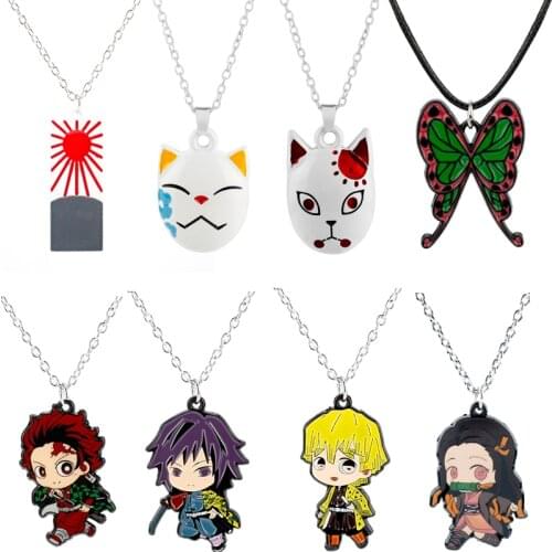 Hot Anime Demon Slayer Kimetsu No Yaiba Kamado Tanjirou Cosplay Necklace Fashion Pendant Chain Choker Necklace Cosplay Gifts