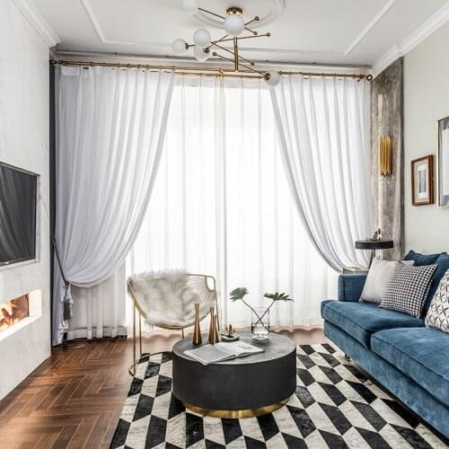 White Sheer Curtains for Living Room Bedroom Window Tulle Drapes Panel Backdrop Kitchen Curtain