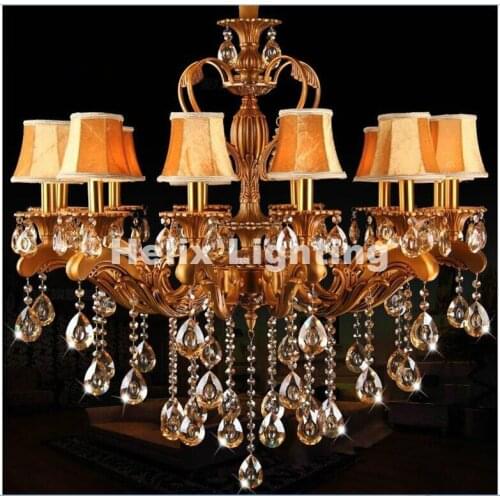 Free Shipping Alloy Brass Color 10 Heads Brass Pendant Lamp, Antique Brass Chandelier, Vintage Copper Glass AC 100% Guaranteed