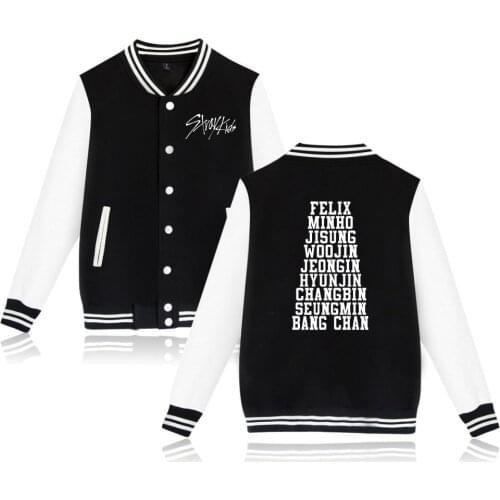 Kpop Stray Kids Baseball Jacket Women Men Harajuku Hip Hop Sweatshirt Hoodies Straykids All Member Name Printed Fleece Clothes