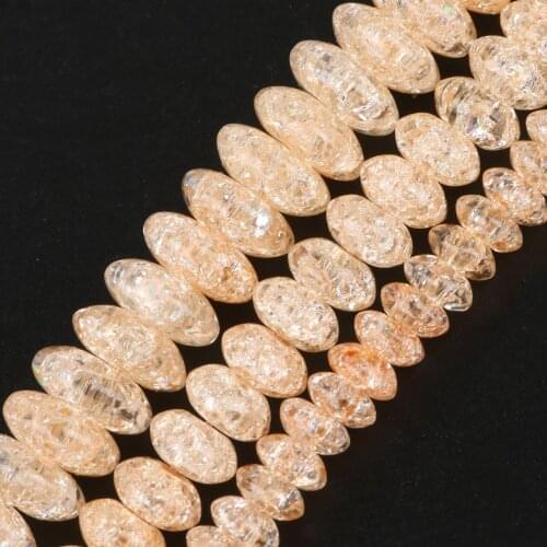 Orange Snow Cracked Crystal Beads 6/8/10mm Rondelle Loose Quartz Crystal Beads for Jewelry Making Charm DIY Bracelet 15inch