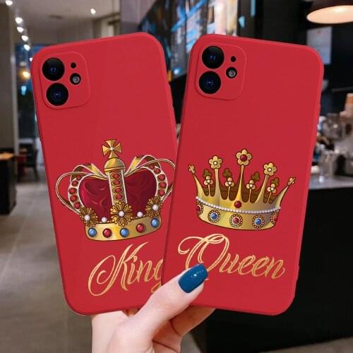 King Queen Coque Crown Case For iPhone 11 Pro Max XR X XS 7 8 Plus Phone Cover For Coque iPhone 12 Pro Max Case Fundas Soft TPU