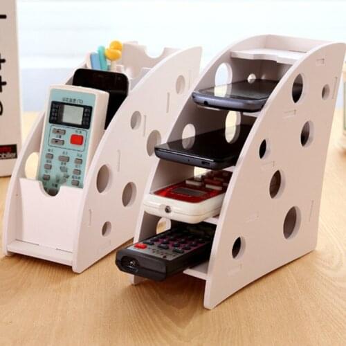 Eco-friendly Plastic Wood TV Air Conditioner Remote Control Holder DIY Home Office Sundries Storage Case Desk Organizer Box