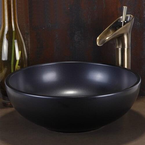 Black art stage basin Jingdezhen ceramic washbasin retro table basin antique washbasin circular washbasin