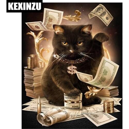 -Money cat-5d diamond painting Full Square/Round drill pictures of Rhinestone Diamond embroidery sale mosaic pictures by numbers