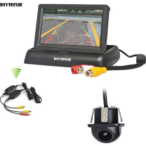 DIYSECUR Wireless 4.3" Car Reversing Camera Kit Backup Car Monitor LCD Display Car Rear View Camera Parking System Kit