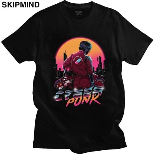 Fashion Akira T Shirt Men Neo Tokyo Graphic T-shirt Short Sleeve Cotton Shotaro Kaneda Synthwave Tee Japanese Anime Tshirt Gift