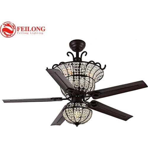 Crystal Ceiling Fan Light European Living Room Silent Fan Light American Restaurant LED Ceiling Fans with Lights
