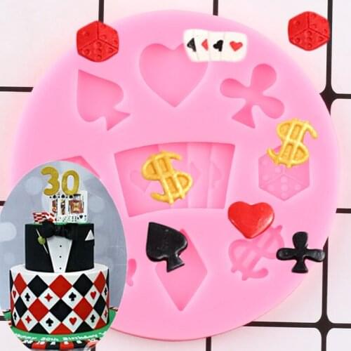 Playing Cards Shaped Silicone Mold 3D Baby Birthday Cake Decorating Tools Cake Border Fondant Mould Candy Clay Chocolate Molds