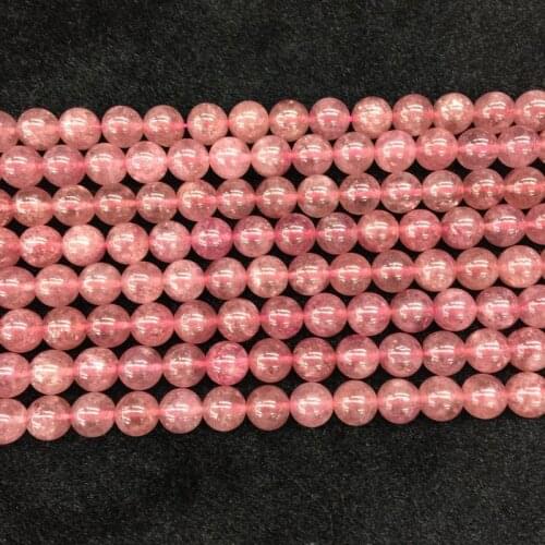 BEADZTALK Natural Stone Beads Strawberry Crystal Pink Moss Round Smooth 6 mm 8 mm 10 mm 12 mm DIY Making Jewelry