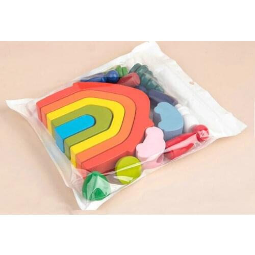 Wood Rainbow blocks house natural wooden toys children block rainbow Building blocks Educational kindergarten supplies baby toys