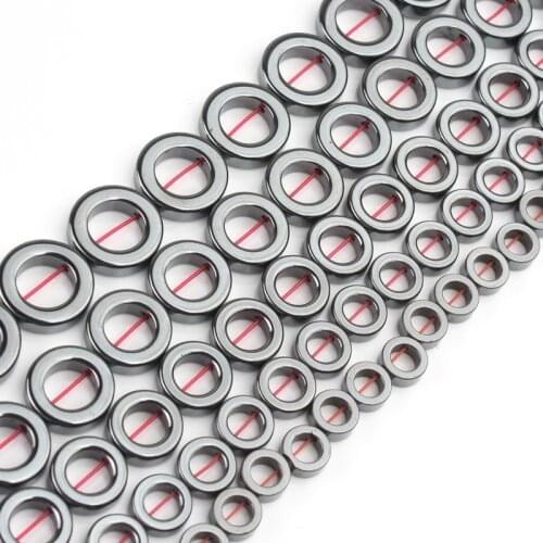 Round Circle Natural Black Hematite Beads Loose Stone Beads For Jewelry Making DIY Charm Bracelet Necklace 8 10 12 14 16MM 15