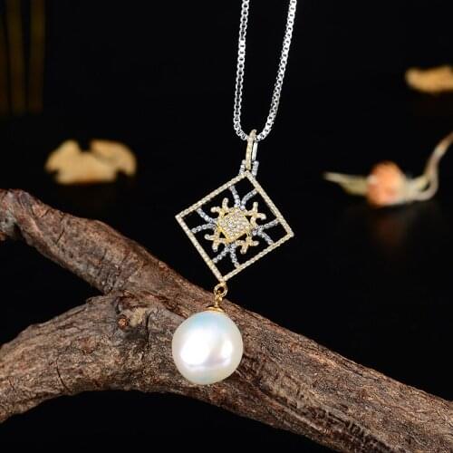 Square Geometric Design Natural Baroque Pearl Pendant Special Shaped Bead Pendant Women Jewelry Factory Wholesale