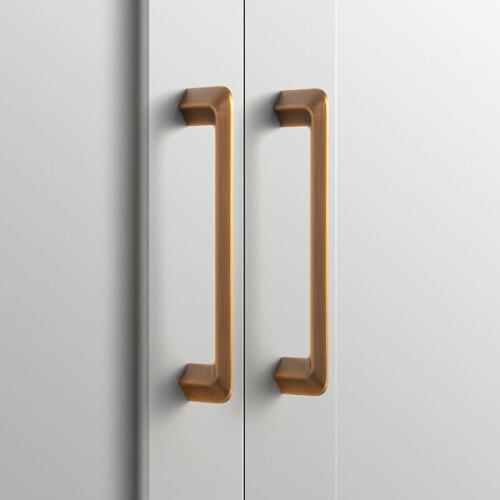 Drawer Door Brass Handle Pull European Style Surface Mounted Cabinet Door Handle Knobs Modern Minimalist Porous Distance