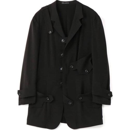 Mens new suit jacket multi-button design mens silk casual large size military thin coat suit