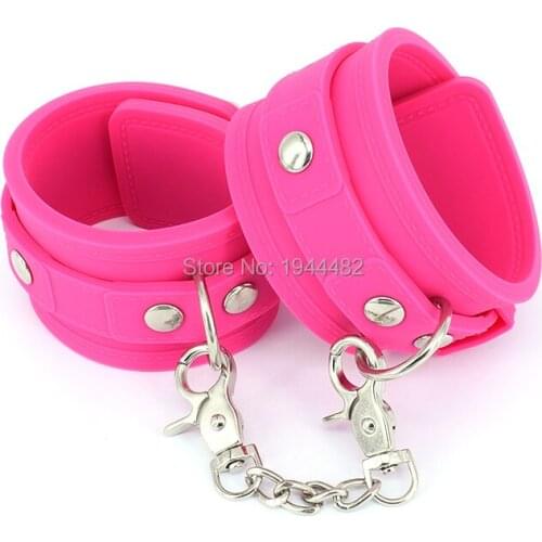 SODANDY Handcuffs Pink Wrist Cuffs Silicone Fetish Bondage Restraints Femdom Slave Hand Shackles Sex Toys for Couples Adult Game