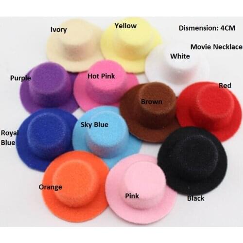 Cheap Price 50pcs/lot Solid Color Women Party Felt Mini Top Hat Base Hair Fascinator Hat Base. DIY Mini hat 4cm wholesale
