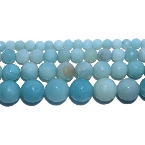 Wholesale Faceted Natural Stone Amazonite Loose Beads 4 6 8 10 MM Pick Size For Jewelry Making Charm DIY Bracelet Necklace