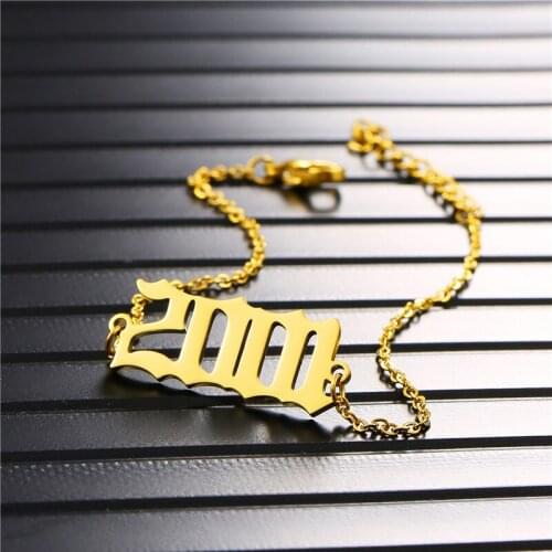 Personalized Custom Year Bracelet Men Women Stainless Steel Pendant Bracelet Woman Birth Year Commemorative Jewelr Birthday Gift