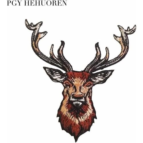 PGY 1pcs/lot Iron On sacred Elk For Clothe Embroidered Patch DIY Decorative Jacket Free Shipping Small Size Creative New Animal