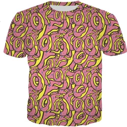 PLstar Cosmos Drop shipping 2019 New Fashion summer 3d T-shirt Cartoon Odd Future Donut Food Print 3d Men Women Casual t shirt