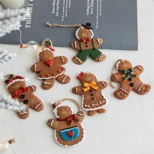 Navidad 2021 Gingerbread Man Christmas Tree Ornaments Christmas Soft Resin Living Room Decoration Tools Holiday Home Decoration