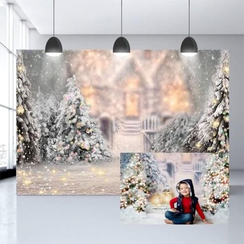 Christmas Backdrop Tree noel Party Photography Backdrop warm lights glittering winter snowflake Photo Studio portrait Background