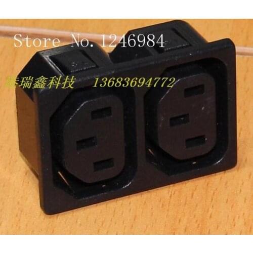 [SA]RICHBAY AC AC outlet black hole double combination combo female connector socket R-302G2--50pcs/lot