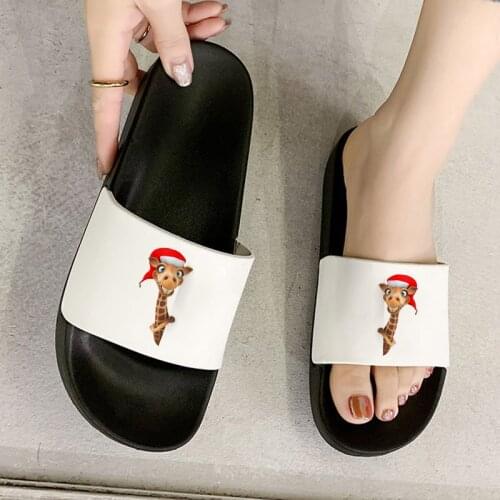 Cute Giraffe Cartoon Fun Women Slippers Summer Beach Slides Flip Flops Ladies Slides Slide Sandals Women Shoes Zapatillas Mujer