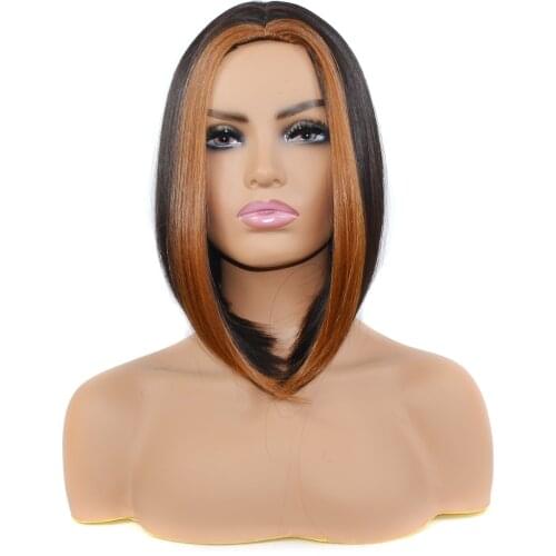 ZM Hair European and American net red wigr Bobo wig middle part dyed light brown short hair wig
