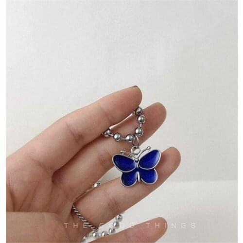Explosive ladies' temperature sensitive butterfly pendant necklace simple temperament jewelry