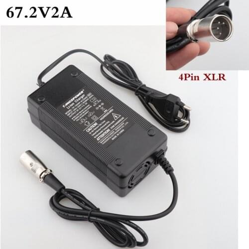 67.2V 2A electric bike lithium battery charger for 60V lithium battery pack 4pin XLR plug 67.2V2A charger