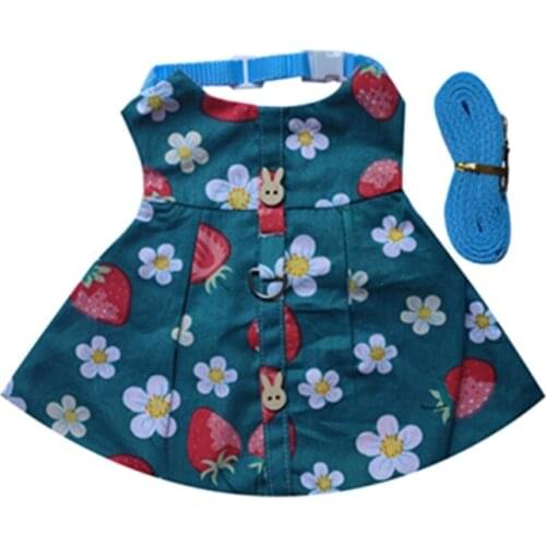P15D Bunny Rabbit Harness and Leash Rabbit Clothes for guinea pig Harness Vest Lovely Dress 2 Sizes for Ferret Hamster