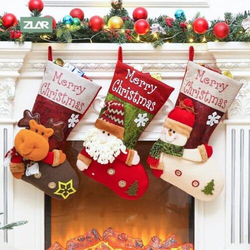 ZLAR Christmas Decoration New Year 2022 Decor Socks Ornament Pendant Christmas Decorations For Home Santa Claus Hanging Socks